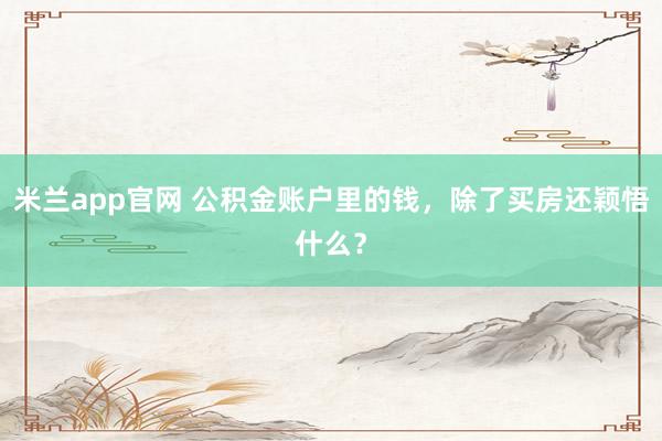 米兰app官网 公积金账户里的钱，除了买房还颖悟什么？