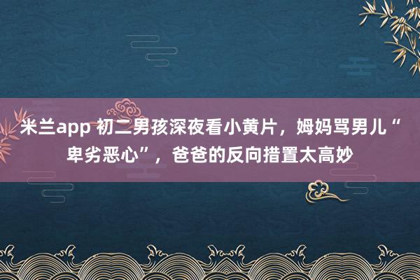 米兰app 初二男孩深夜看小黄片，姆妈骂男儿“卑劣恶心”，爸爸的反向措置太高妙