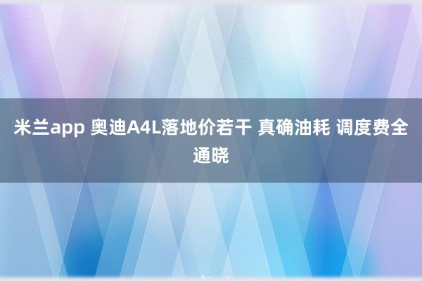 米兰app 奥迪A4L落地价若干 真确油耗 调度费全通晓