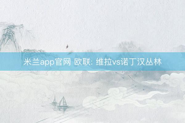 米兰app官网 欧联: 维拉vs诺丁汉丛林